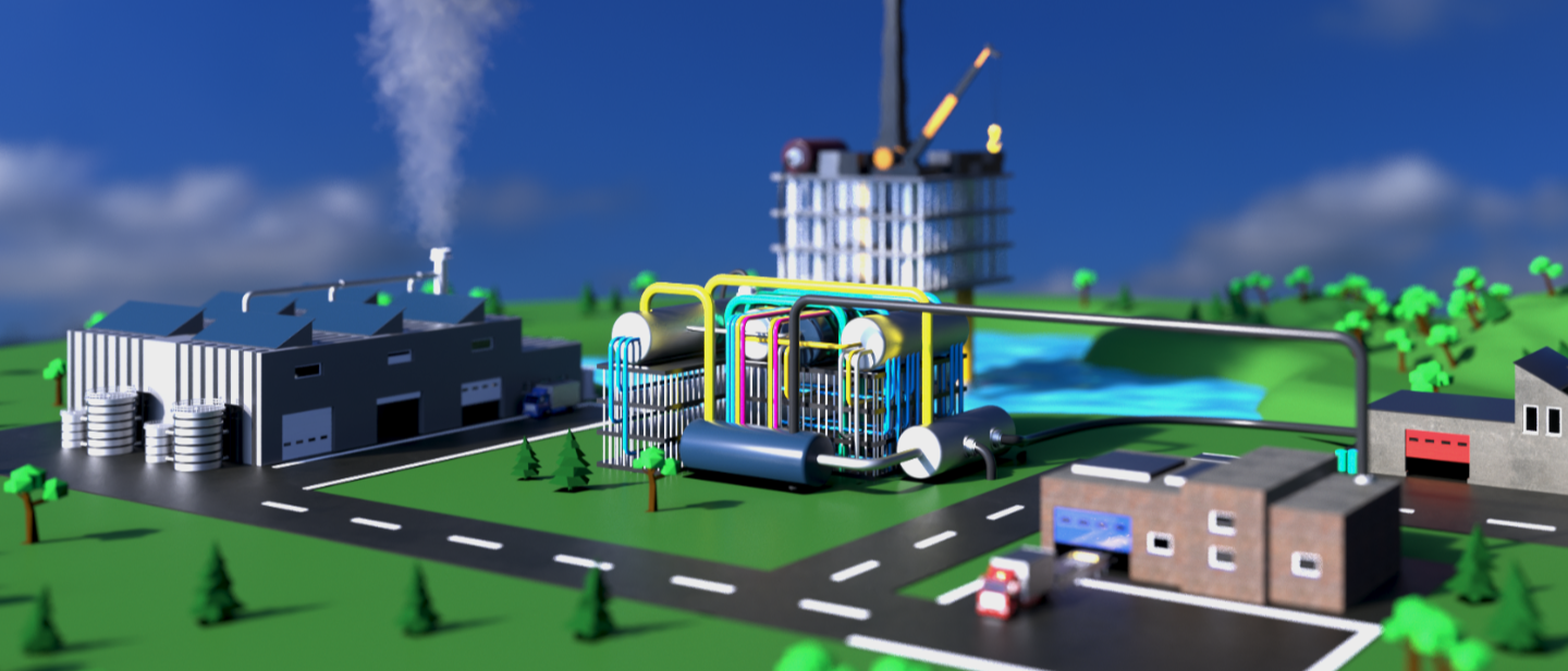 3D-Visualisierung eines Industriegebiets